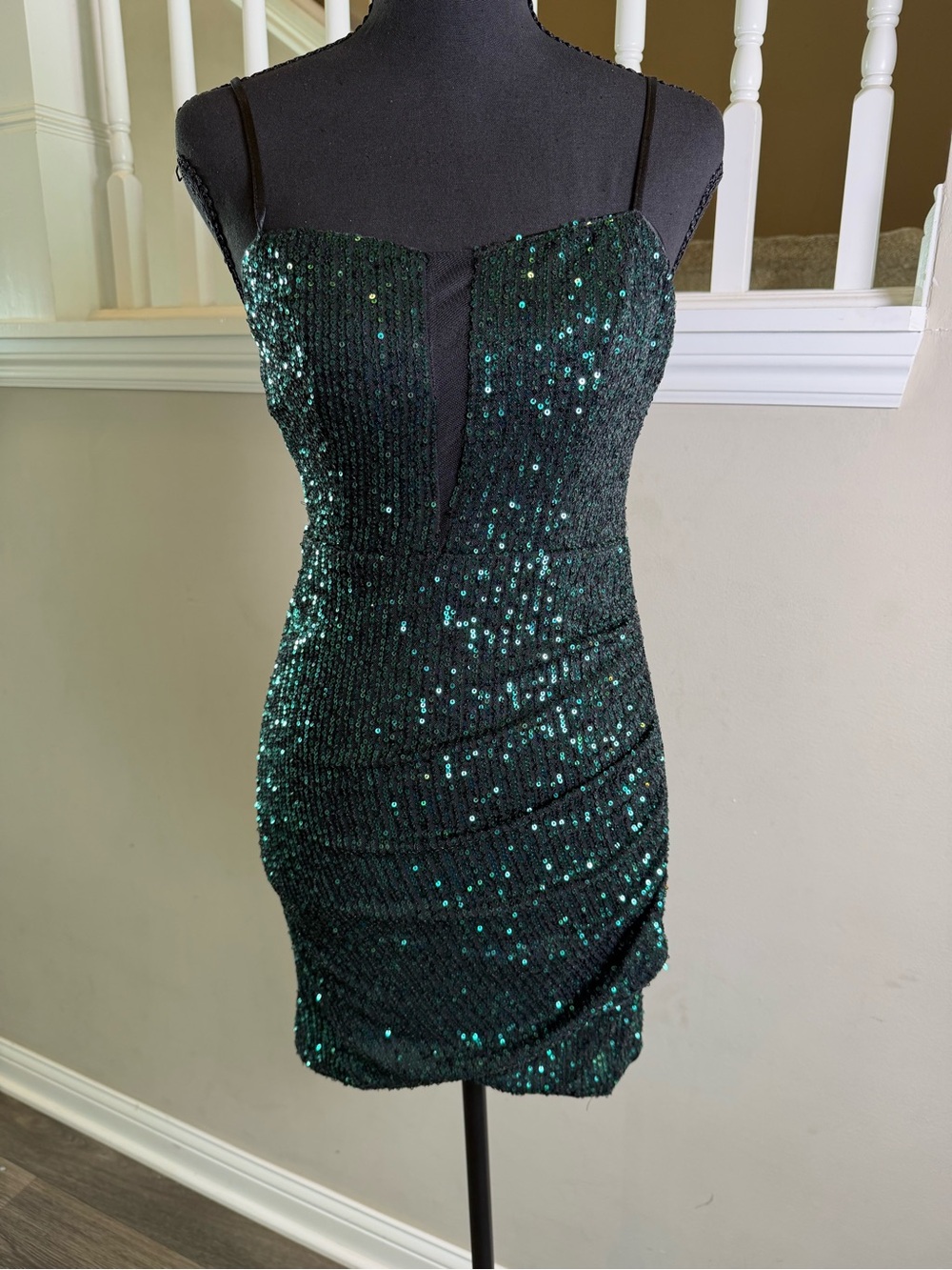 JJs House Teal Sequin Spaghetti-Strap Mini Dress